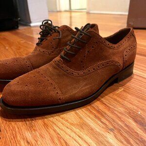 Velasca Italian Tobacco Brown Suede Oxfords Size 8.5